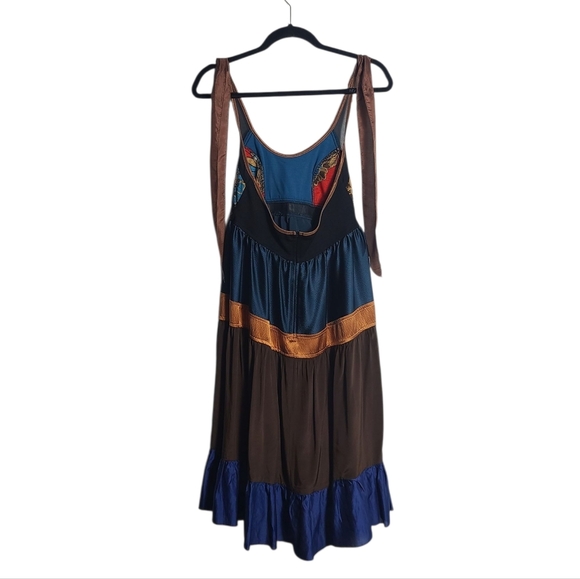 CESAR ARELLANES Multicolor Sleeveless Halter Dress Wrap Neck Size Small - Picture 9 of 14